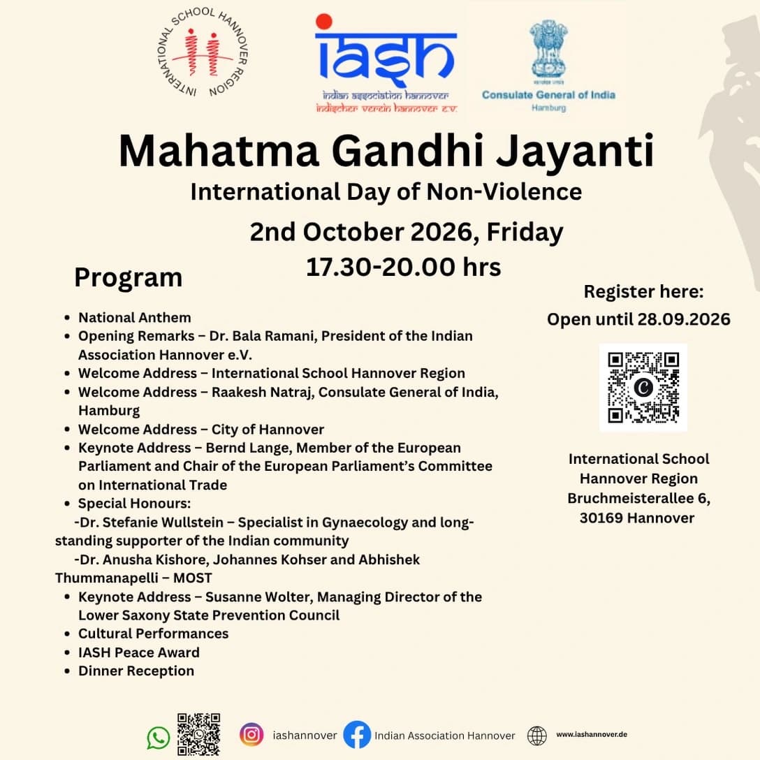 Mahatma Gandhi Jayanti 2026 - IASH Hannover